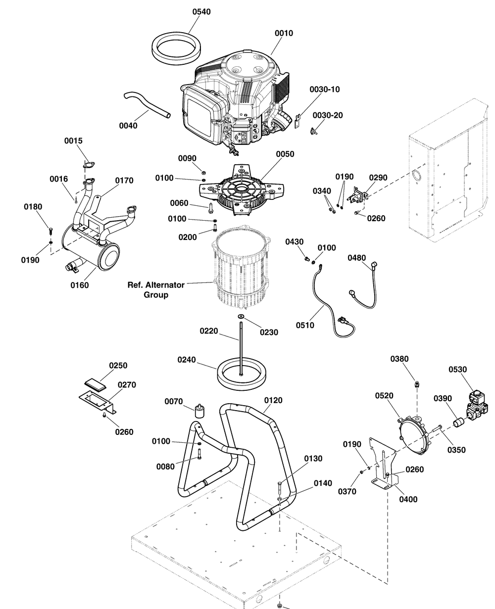 Power Group Diagram and Parts List for 040375-04  Briggs and Stratton Generator